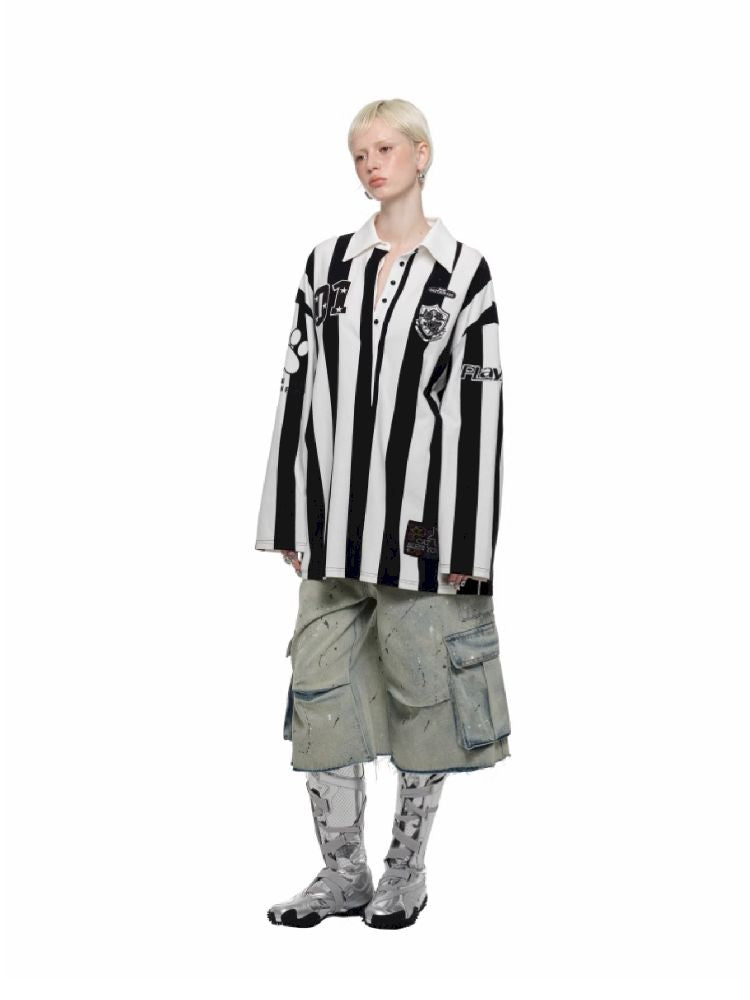 Black and white POLO Collar Ballgown【s0000011606】