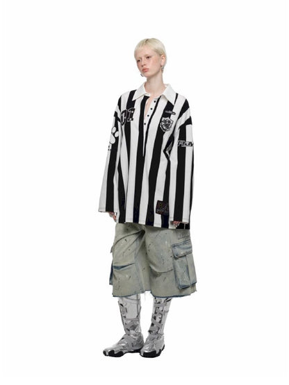 Black and white POLO Collar Ballgown【s0000011606】