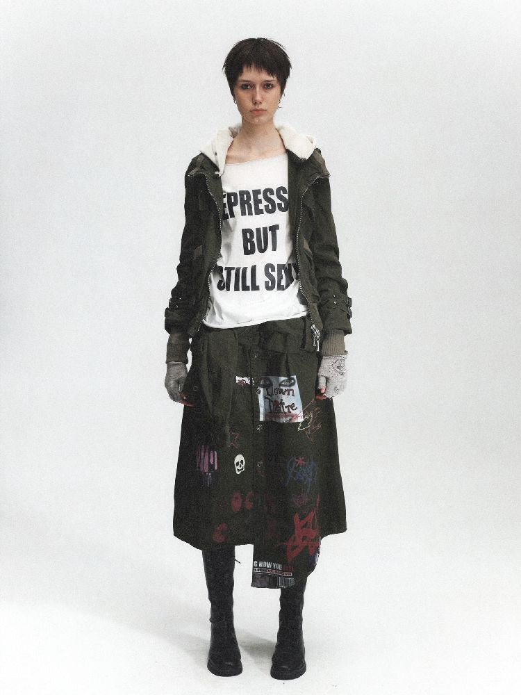 Airbrushed Denim Punk Halter Skirt【s0000011630】