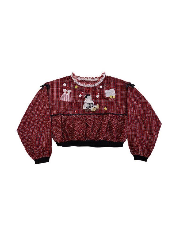 Embroidered Lantern Sleeve Shirt【s0000019283】