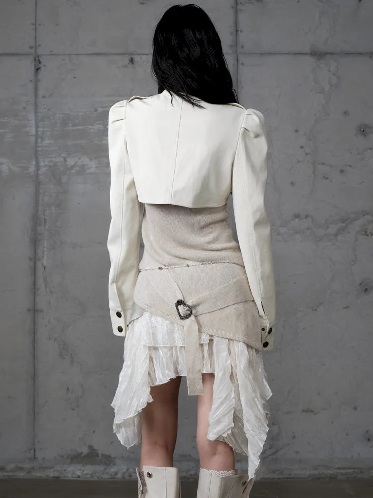 Stand Collar Ultra-Short Leather Jacket【s0000013950】