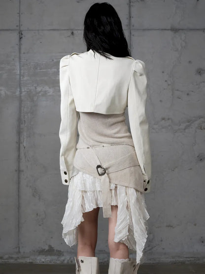 Stand Collar Ultra-Short Leather Jacket【s0000013950】