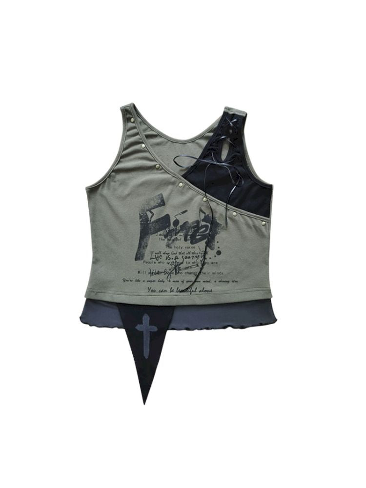 Wasteland slimming printed vest top【s0000012840】