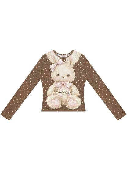 Honey Rabbit Polka Dot Print Top【s0000015434】