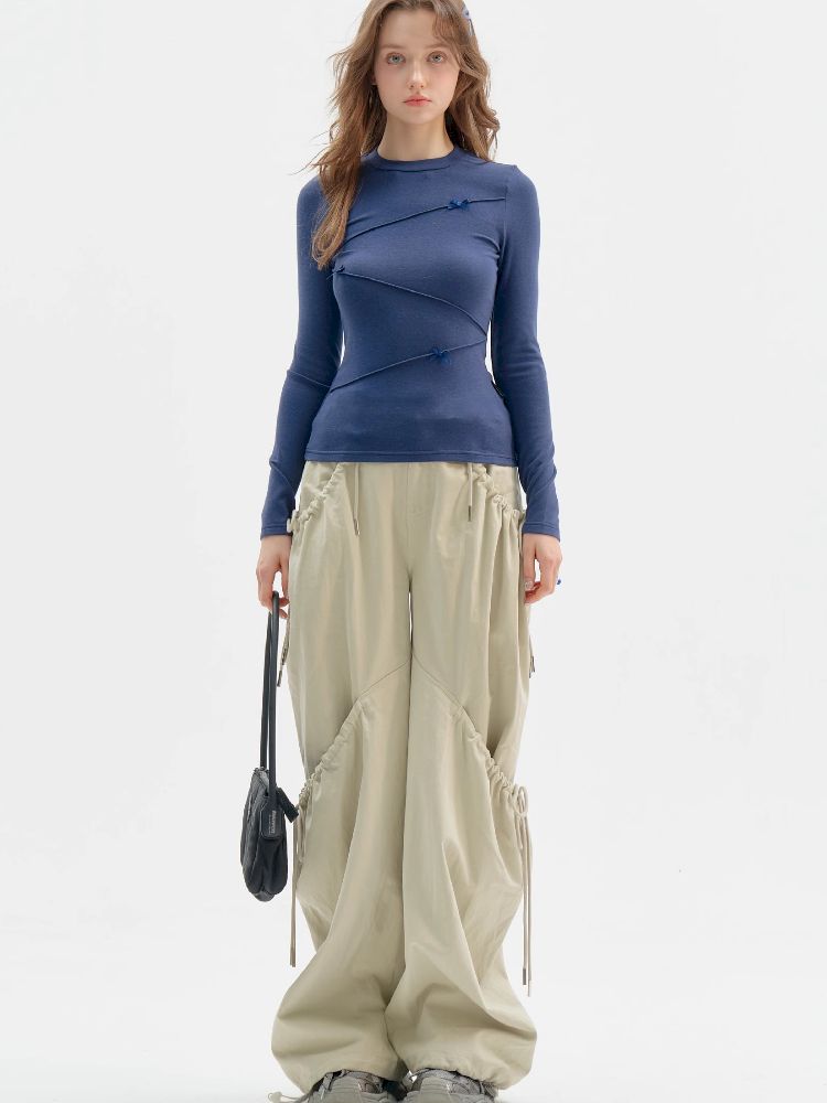 Structure Bow Long Sleeve Top【s0000011522】