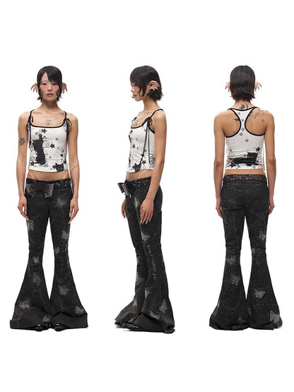 Black Cat Print Camisole【s0000012585】