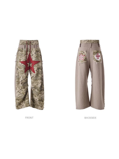 Raw Edge Patchwork Wide Leg【s0000011354】