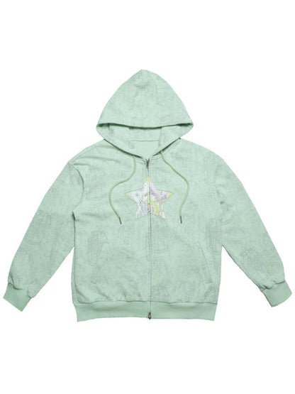 Star-Print Hooded Sweatshirt【s0000014437】