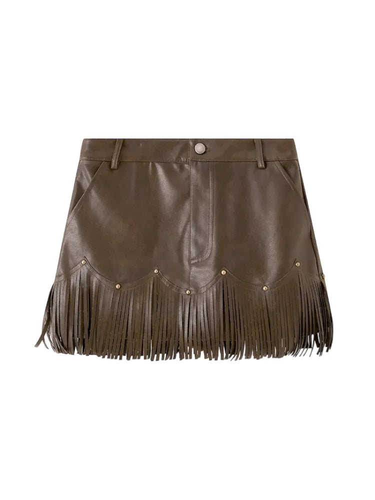 Fringe-Trimmed Mini Skirt【s0000014048】