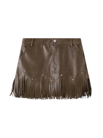 Fringe-Trimmed Mini Skirt【s0000014048】