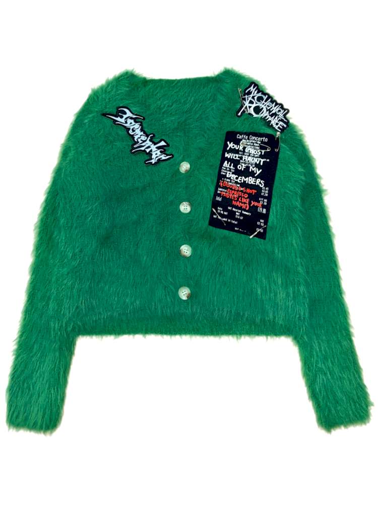 Green Y2K Loose Velvet Sweater【s0000014623】