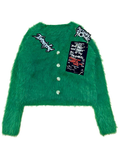 Green Y2K Loose Velvet Sweater【s0000014623】