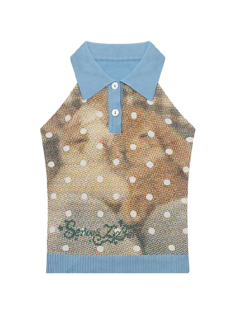 Rabbit Print Polka Dot Knit Vest【s0000016848】