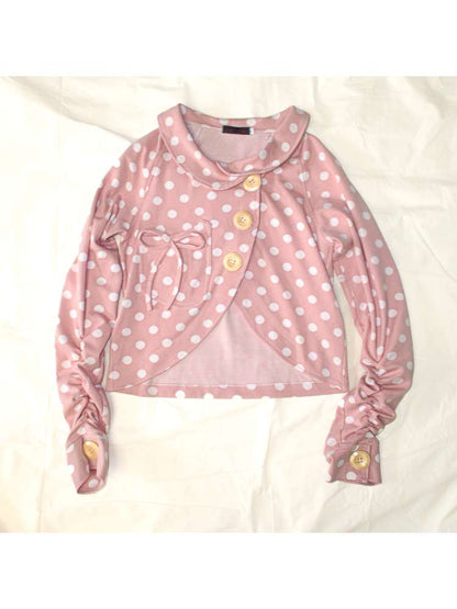 Wooden Button Polka Dot Jacket【s0000015201】
