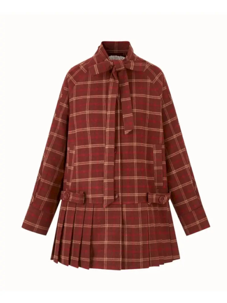 Red Check Coat Dress【s0000014328】