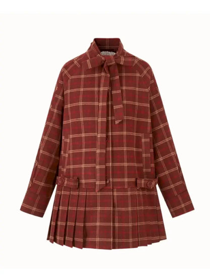 Red Check Coat Dress【s0000014328】