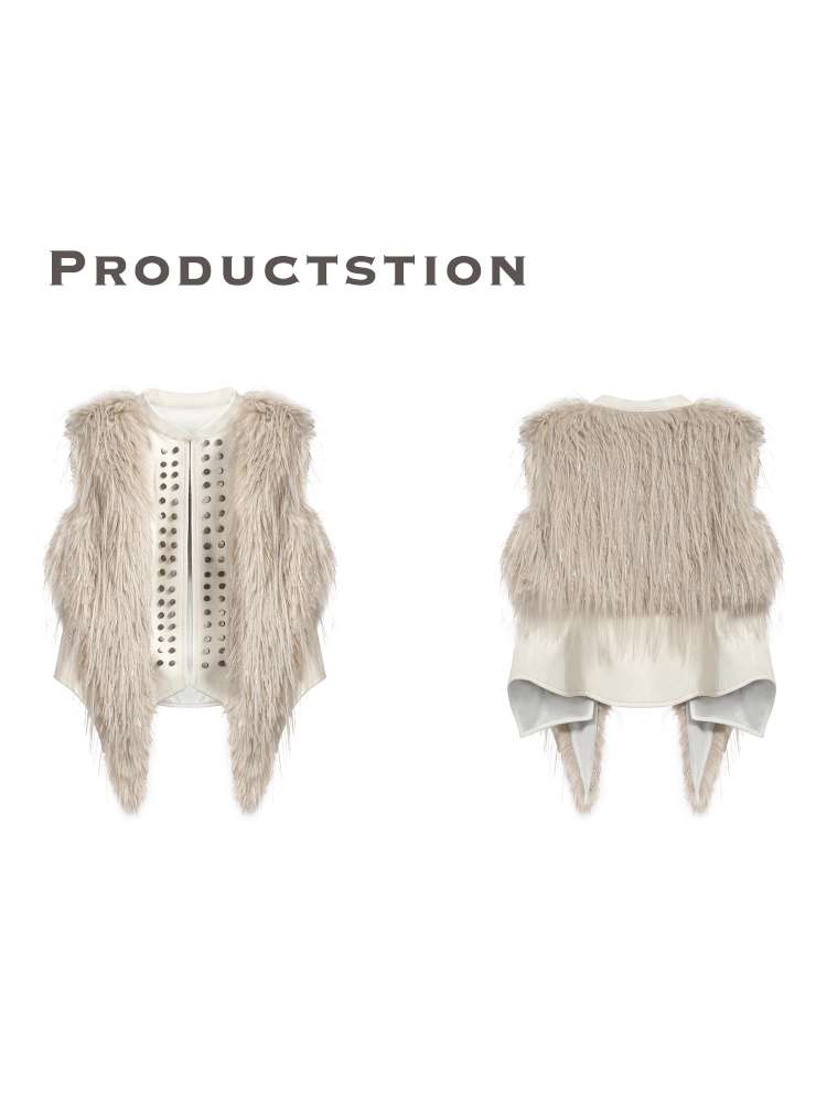 Heavy Rivet Gradient Fur Vest【s0000015389】
