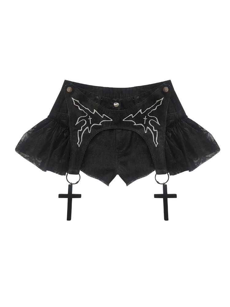 Slim denim shorts Yaya embroidery【s0000013483】