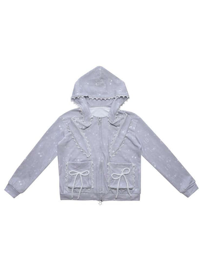 Ghost Horse Gray Rabbit Ear Hooded Sweatshirt【s0000014694】