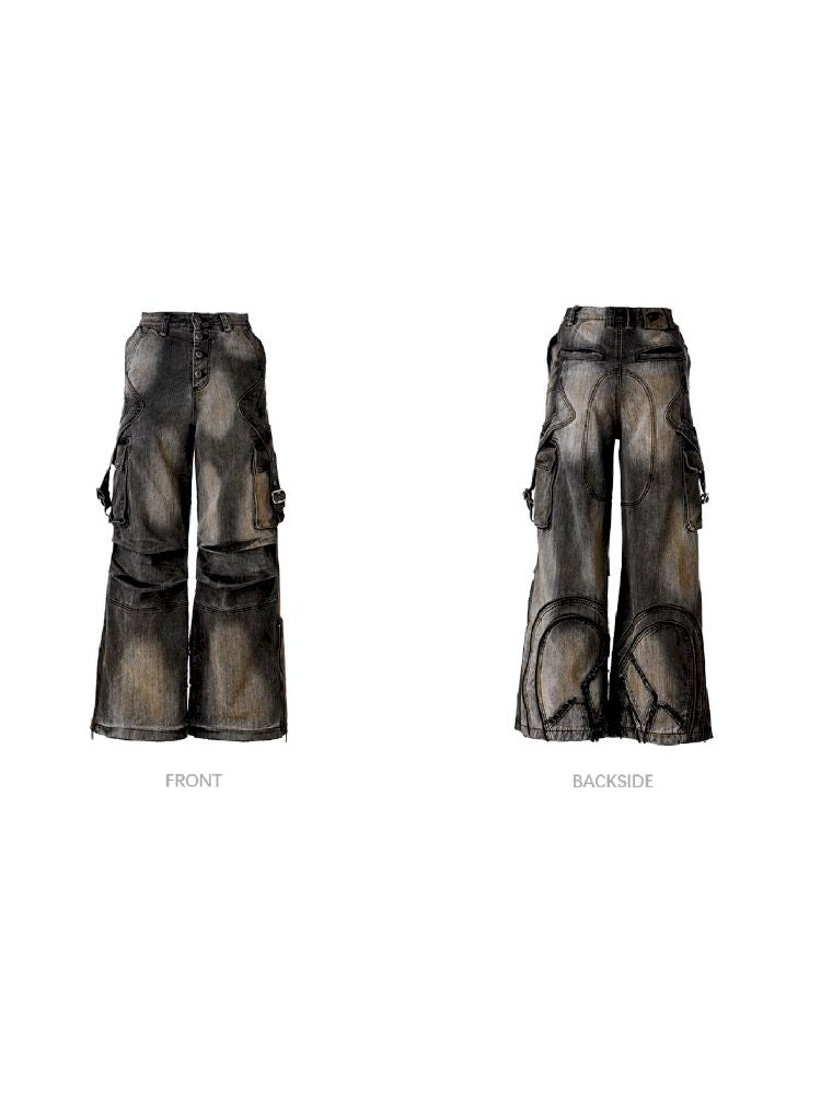 Button Folded Wide Leg Jeans【s0000011351】