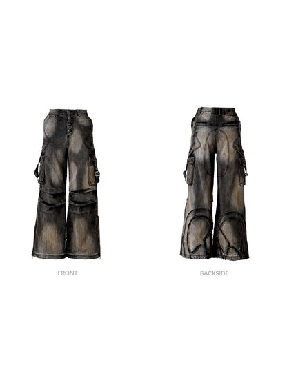 Button Folded Wide Leg Jeans【s0000011351】