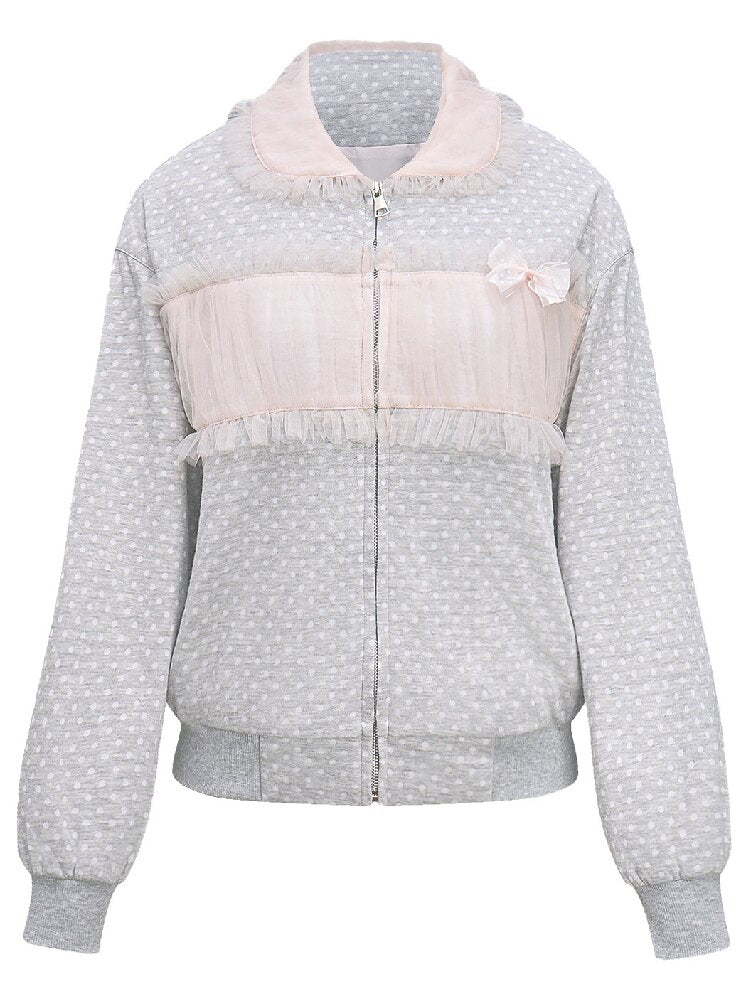 Polka Dot Knit Mesh Lace Coat【s0000016367】