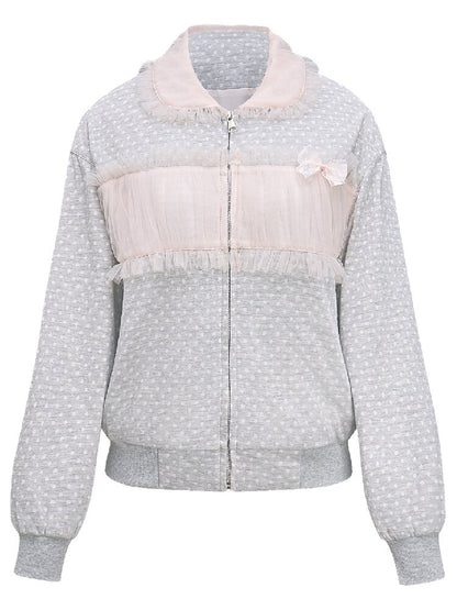 Polka Dot Knit Mesh Lace Coat【s0000016367】