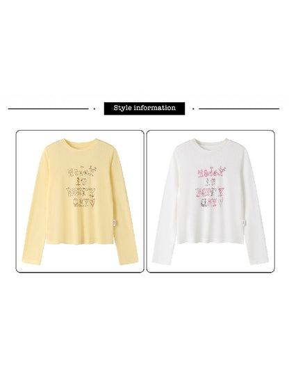 Simple Round Neck Long Sleeve T-Shirt【s0000011973】