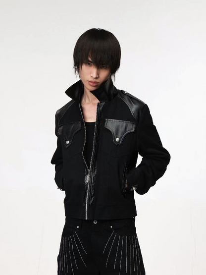 Brushed Patchwork Zipper Jacket【s0000018211】