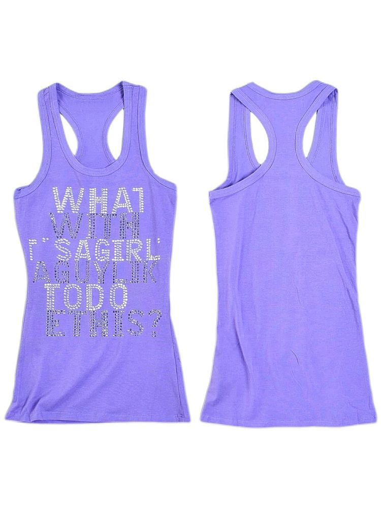 Purple Rhinestone Letter Vest【s0000013279】