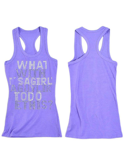 Purple Rhinestone Letter Vest【s0000013279】