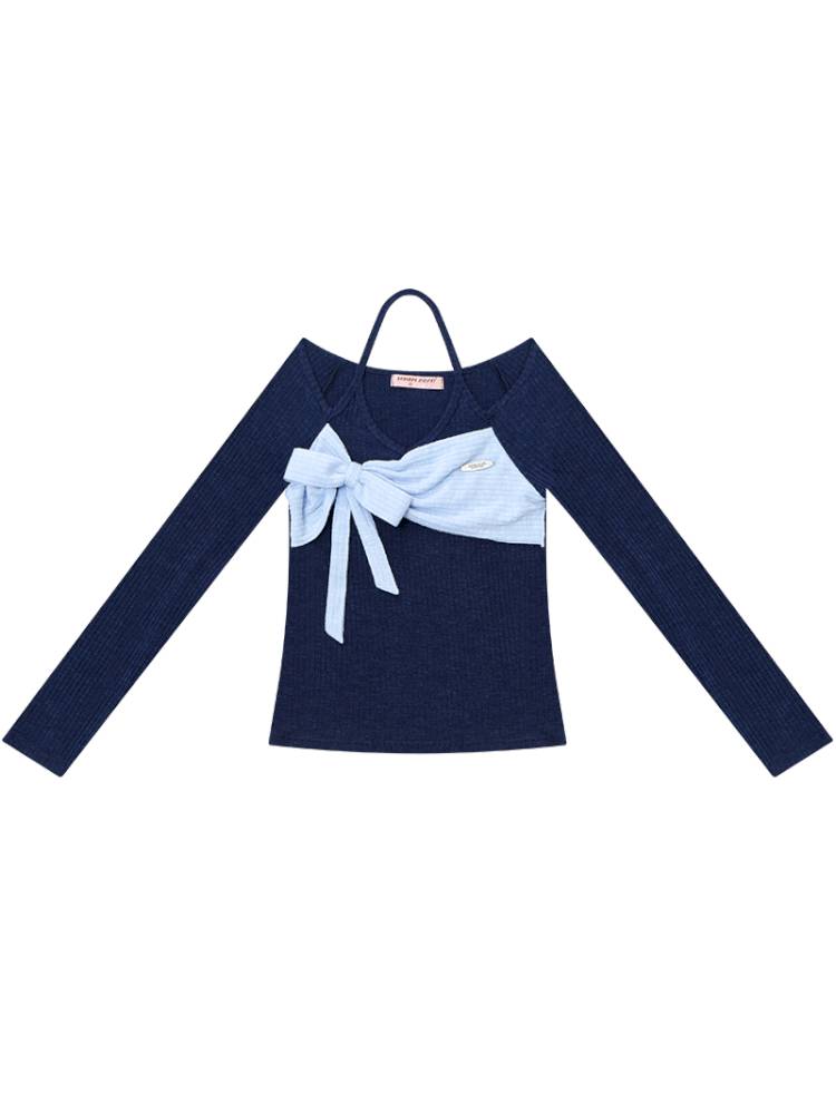 Halter Neck Long Sleeve Knit Sweater【s0000014358】