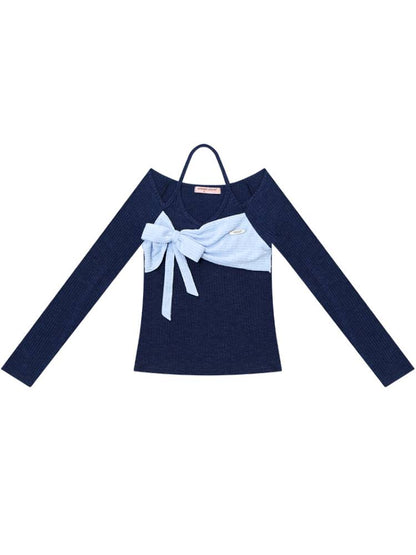 Halter Neck Long Sleeve Knit Sweater【s0000014358】