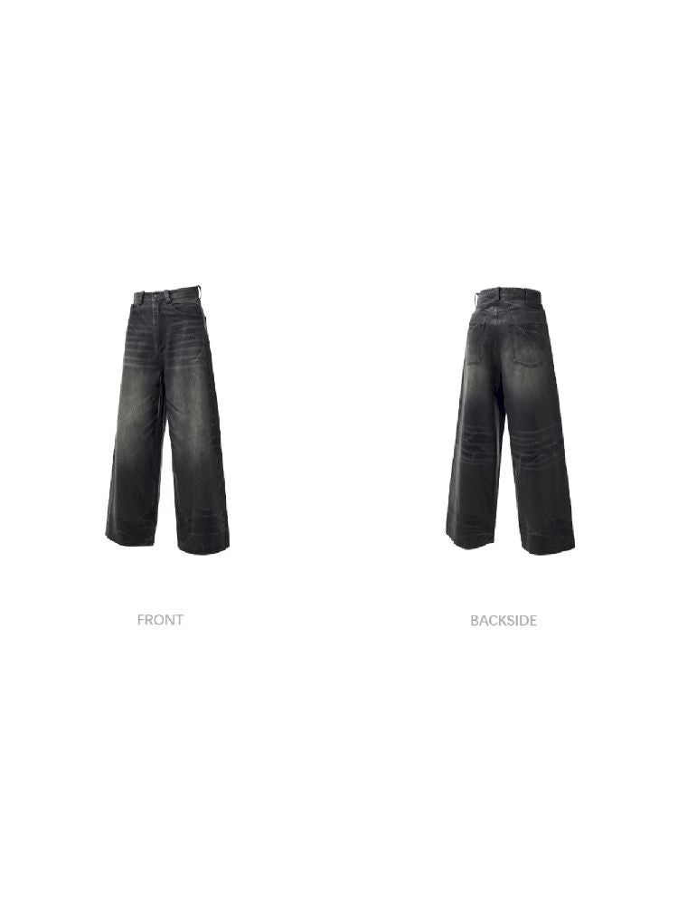 Washed Black Wide Leg Jeans [S0000010444]