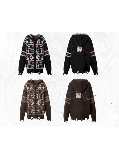 Mohair Wool Knit Cardigan Sweater【s0000011217】