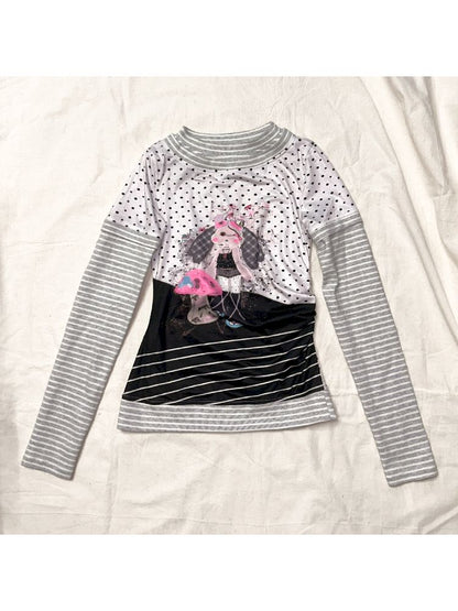 Dream Memory Island Polka Dot Slim Top【s0000011952】