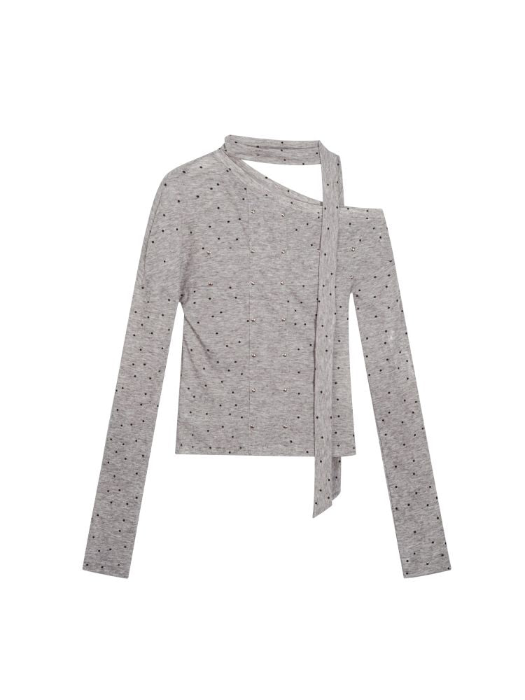 Cross Print Long Sleeve Knit Slouchy T-Shirt【s0000013892】