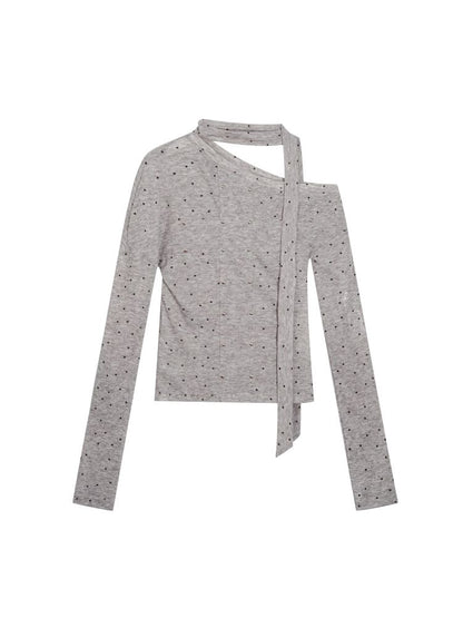 Cross Print Long Sleeve Knit Slouchy T-Shirt【s0000013892】