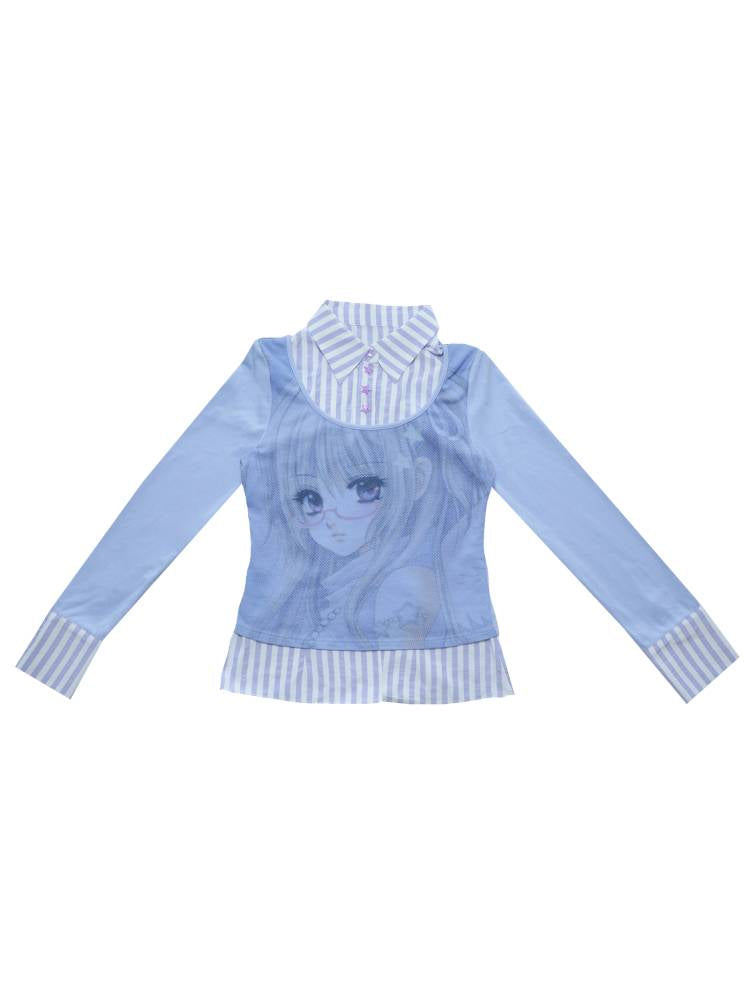 Cartoon-Style Two-Piece Long-Sleeve Shirt【s0000014447】