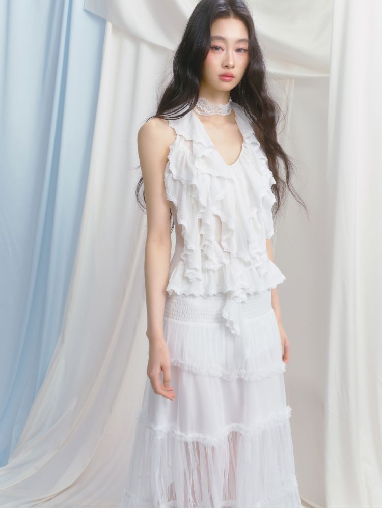 Semi-Sheer Vibe Halter Long Skirt【s0000012158】