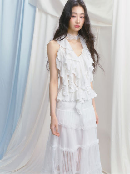 Semi-Sheer Vibe Halter Long Skirt【s0000012158】