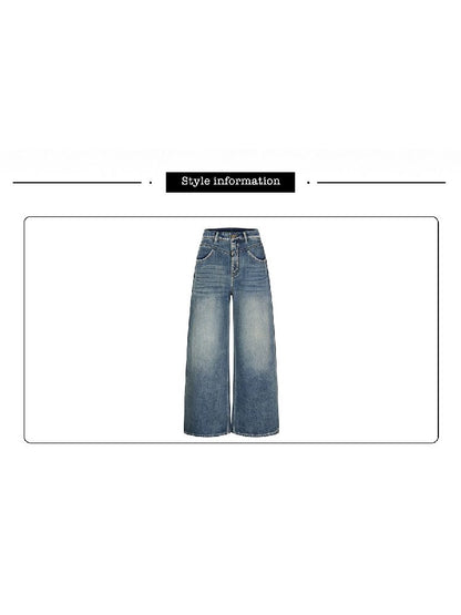Old silhouette retro high-waisted jeans 【s0000011974】
