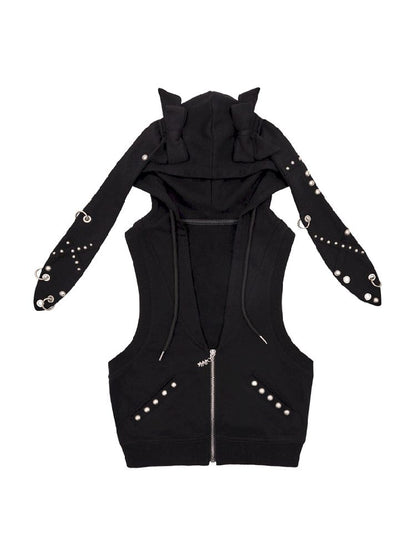 Studded Rabbit Ear Vest Jacket【s0000012182】