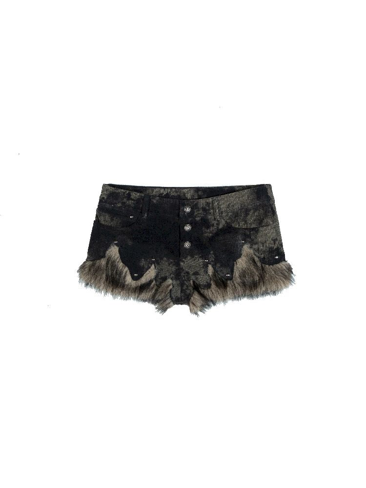 FUR LOW-RISE CASUAL SHORTS [S0000010497]