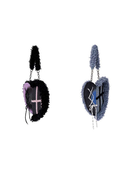 Graffiti Splicing Hairy Love Crossbody Bag【s0000014614】