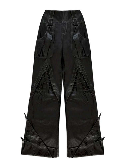Strap Double Waist Leather Pants【s0000014834】