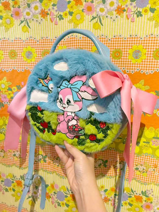 Blue Rabbit Plush Round Cake Bag【s0000015373】