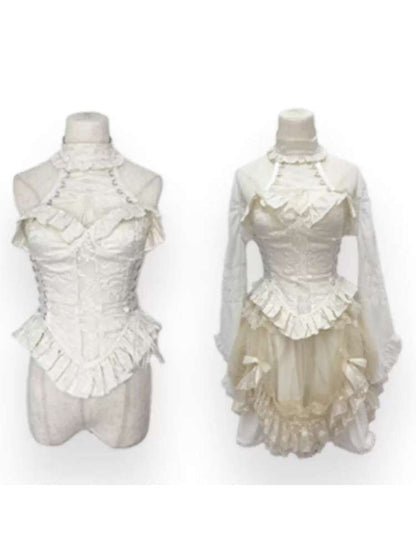 Cross Cut Out Jacquard Halter Gothic Coat【s0000014685】