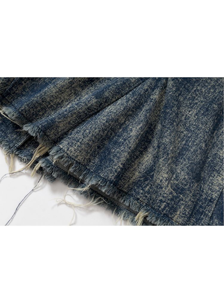 Hooded washed denim shirt dress skirt【s0000012784】