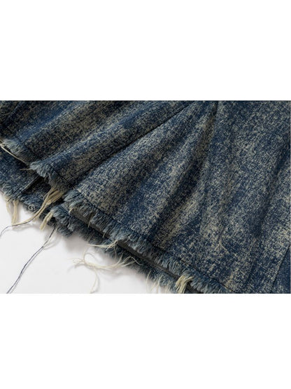 Hooded washed denim shirt dress skirt【s0000012784】